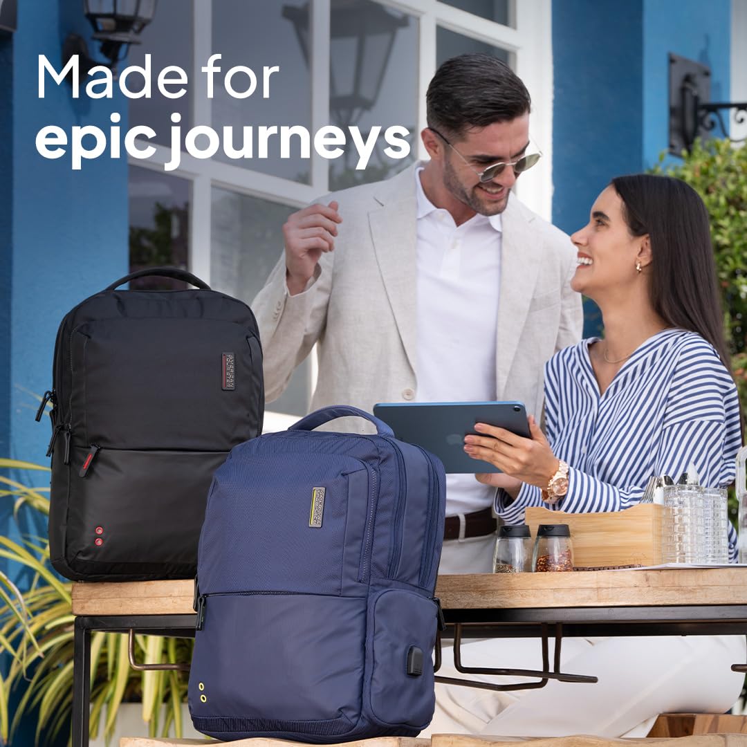 American Tourister Zork 2.0 Style 01, 23L Volume Office 4 Compartment Laptop Backpack With Front Organizer And Spacious Interiors For Unisex, Men & Women - Black