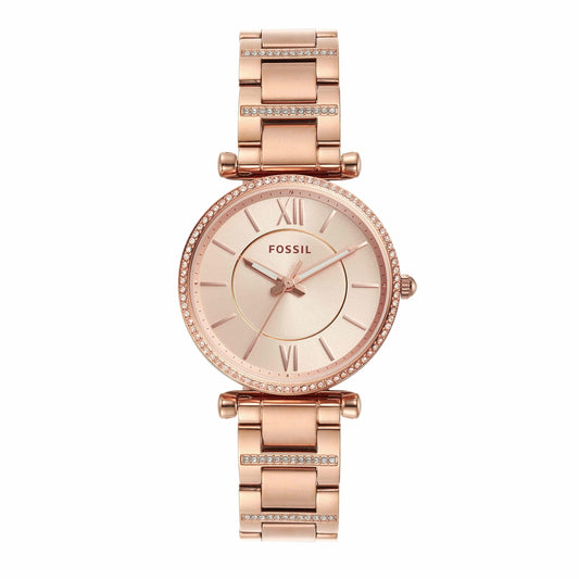 Fossil Analog Rose Gold Dial and Band Women's Stainless Steel Watch-ES4301