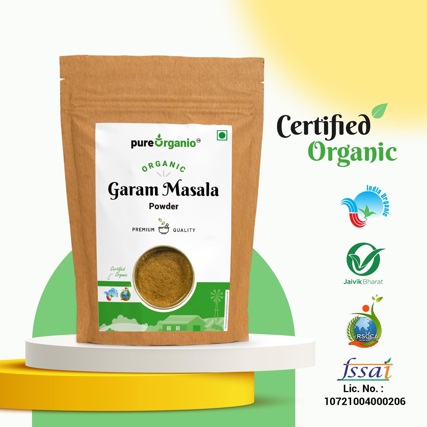 Pure Organio Organic Garam Masala Powder for Daily cooking NPOP Organic Certified (100 Gm)