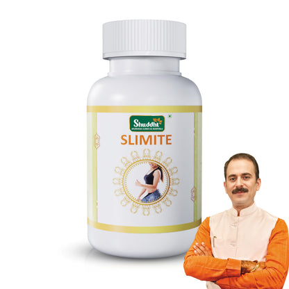 Shuddhi Slimite | Ayurvedic Supplement For Gut Health And Burns Calories | Naturally Blended With Harar, Ajwain, And Chitrak Mool | Herbal Remedy To Improve Metabolism, 60 Capsules
