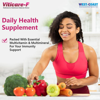 WEST-COAST Viticare F Multivitamin, Multimineral & Antioxidants Tablets, over 24+ key nutrients for daily nutritional requirement with grape seed extract - 30 Tablets