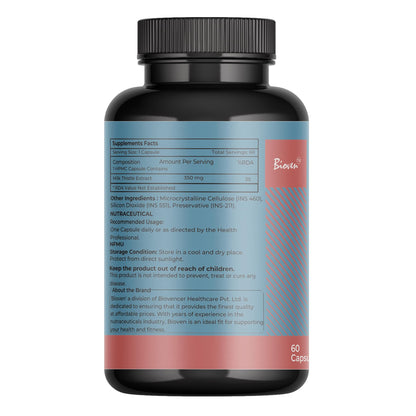 Biovencer Milk Thistle Capsules 60 Veg | Milk Thistle Extract for Liver Support & Cholesterol Balance | Herbal Supplement for Daily Wellness