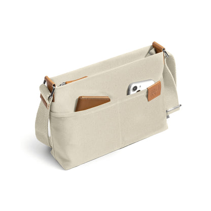 DailyObjects Unisex All Sunday Sling Crossbody Bag | Cotton Canvas Purse With Slip Pockets | Zip Closure | Storage Space For Essentials | Relaxed and Functional Shoulder Handbag | Handcrafted White