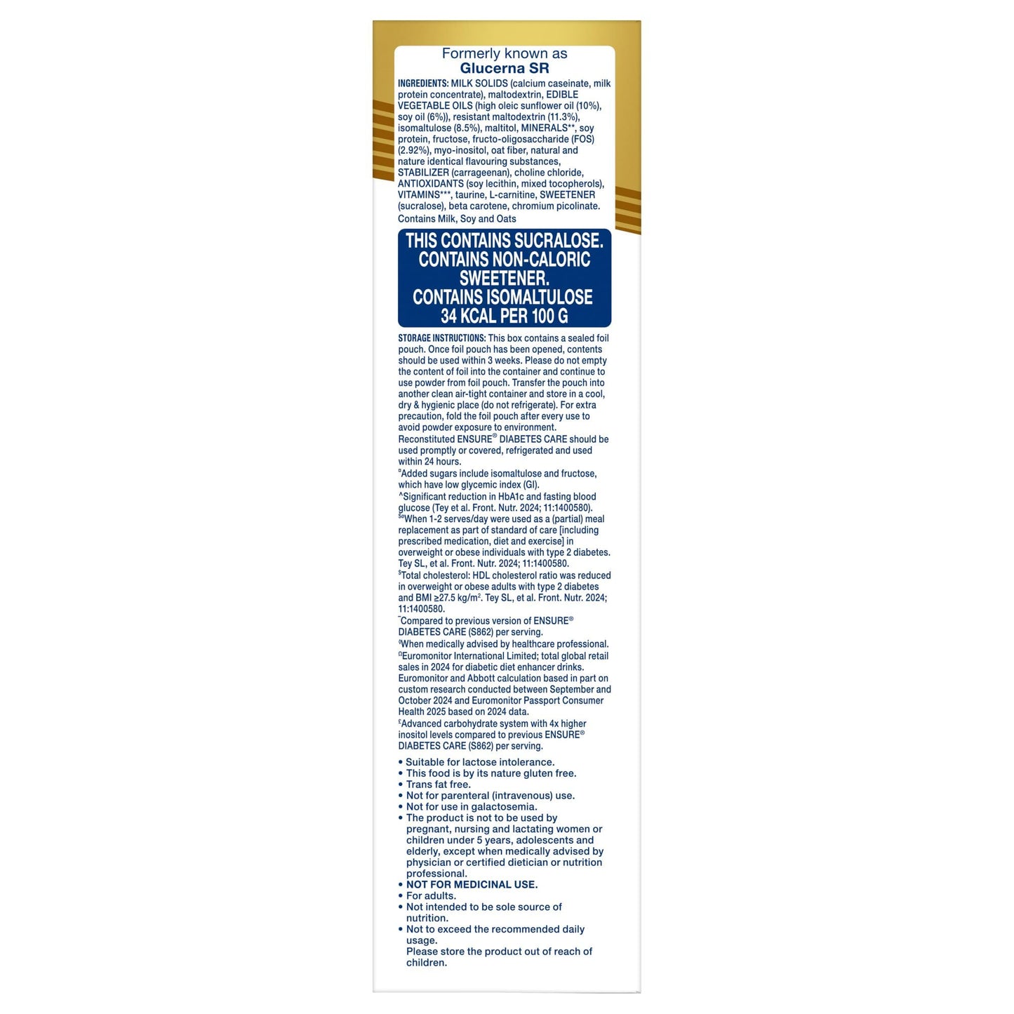 Ensure Diabetes Care Vanilla 375gm |Support Blood Sugar, Weight Management, Cholestrol Reduction |High Protein, High Fibre, 4 Myo-inositol |Zero Added Sucrose