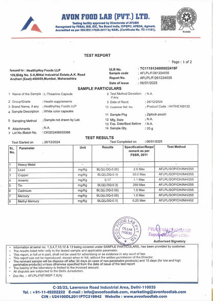 HealthyHey L-Theanine-Support Relaxation - 90 Vegetarian Capsules (Pack of 1)