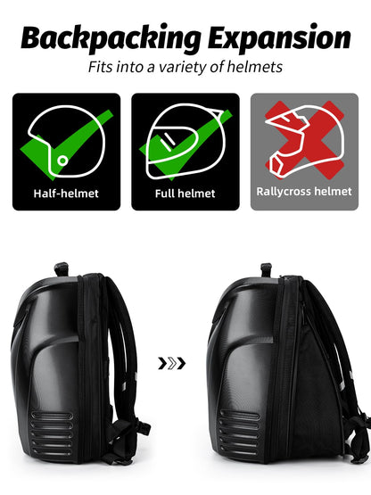 Gelrova Owl Eyes Motorcycle LED Backpack - 22L Expandable, Hardshell APP-Controlled LED Display Cyberpack, Fits 15.6" Laptop, Battery not included