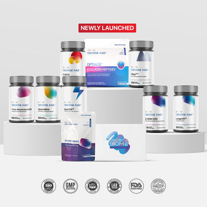 Decode Age NMN Supplement, 99.9% Pure Beta NMN, NAD+ Booster for Energy, Cellular Repair & Skin Health, 250mg, 30 Veg Capsules