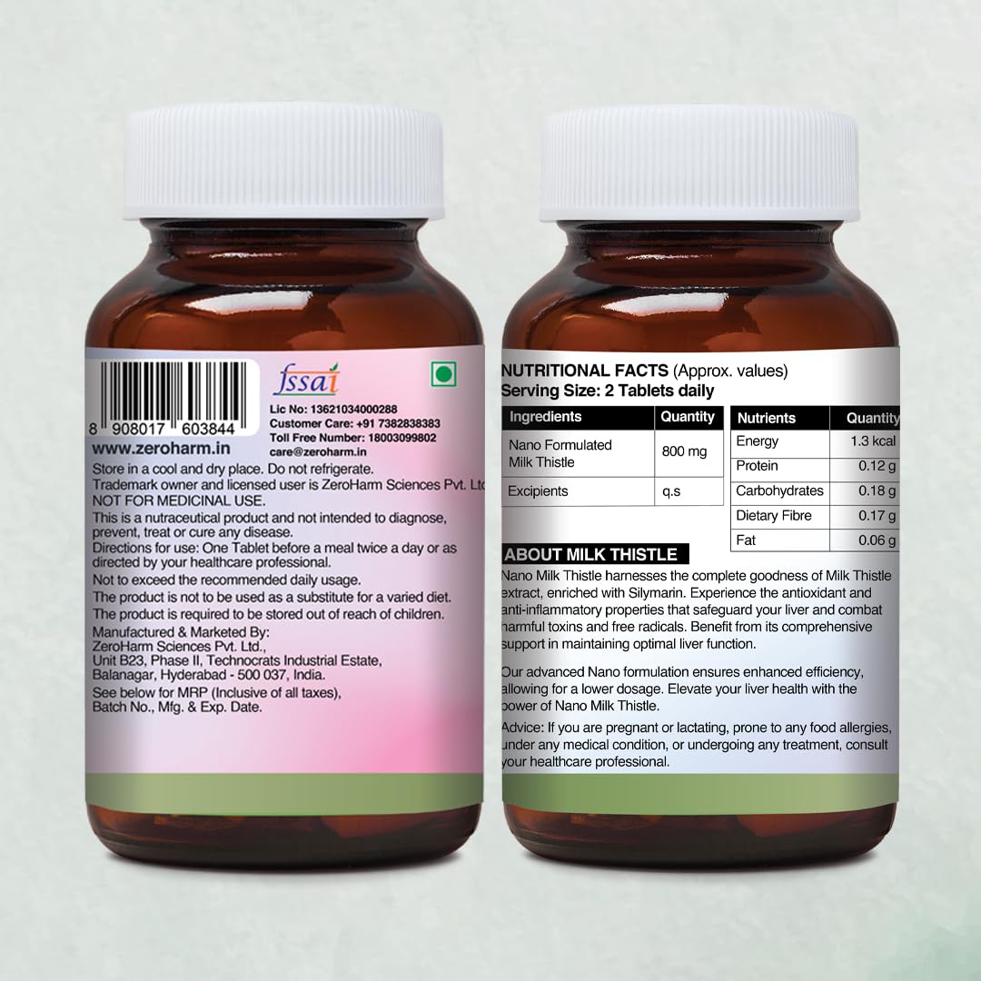 ZEROHARM Nano Milk Thistle - 800 mg with 80% Silymarin Extract (30:1) -- image 2