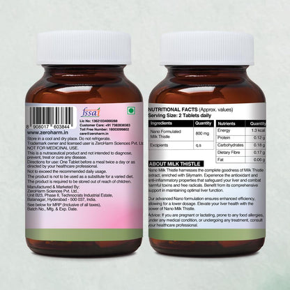 ZEROHARM Nano Milk Thistle - 800 mg with 80% Silymarin Extract (30:1) -- image 2