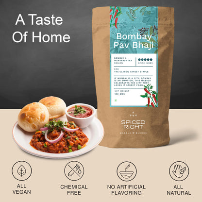 Spiced Right: Bombay Pav Bhaji Masala - Authentic 200g Blend for Pav Bhaji, Easy Cooking & Irresistible Flavors