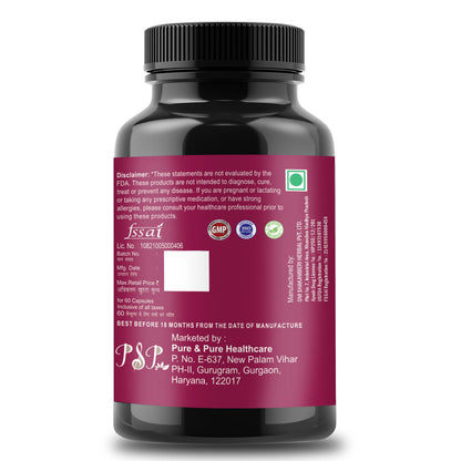 Pure & Pure Healthcare L-Glutathione Capsules 1000mg with Vitamin E and C For GlowingSkin( Pack of 1 )60 capsules