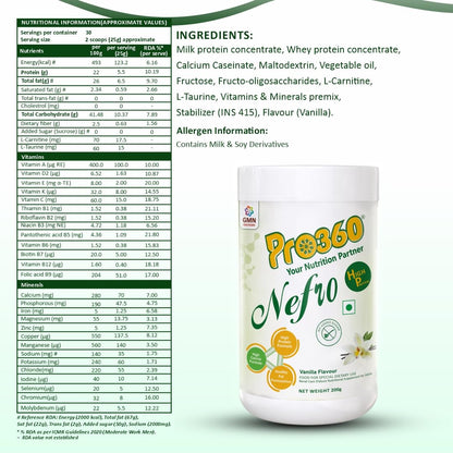 PRO360 Nefro HP (Fka Nephro HP) High Protein Dialysis Care Nutritional Supplement Powder - High Fat Formula Enriched With L-Taurine, L-Carnitine|No Added Sugar, Vanilla Flavour 200 Gram