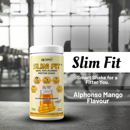 Primal Meal Replacement Protein Shake 400g | High Protein, Sugar-Free With Fibre | Essential Vitamins Minerals | Muscle Recovery & Energy | Alphonso Mango Flavor