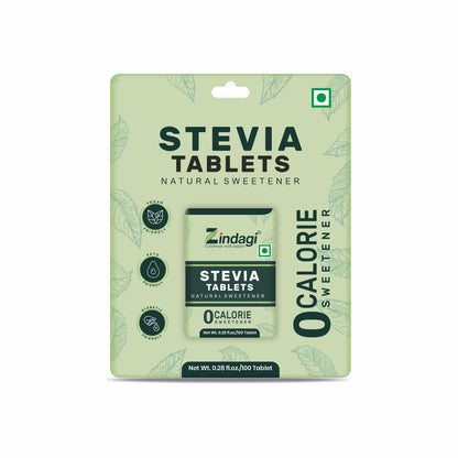 Zindagi Stevia Sugar Free Tablets | Natural & Zero Calorie Sweetener | Diabetic Friendly Sugar | 100 Tablets