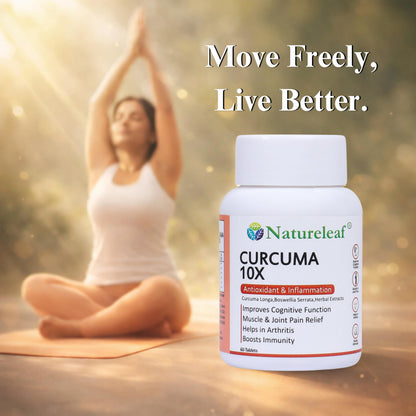 Natureleaf Curcuma10X | High Strength Curcumin Support | Joint & Mobility Support | Helps Reduce Inflammation | Supports Immunity | Enhanced Absorption Formula | 60 Tablets