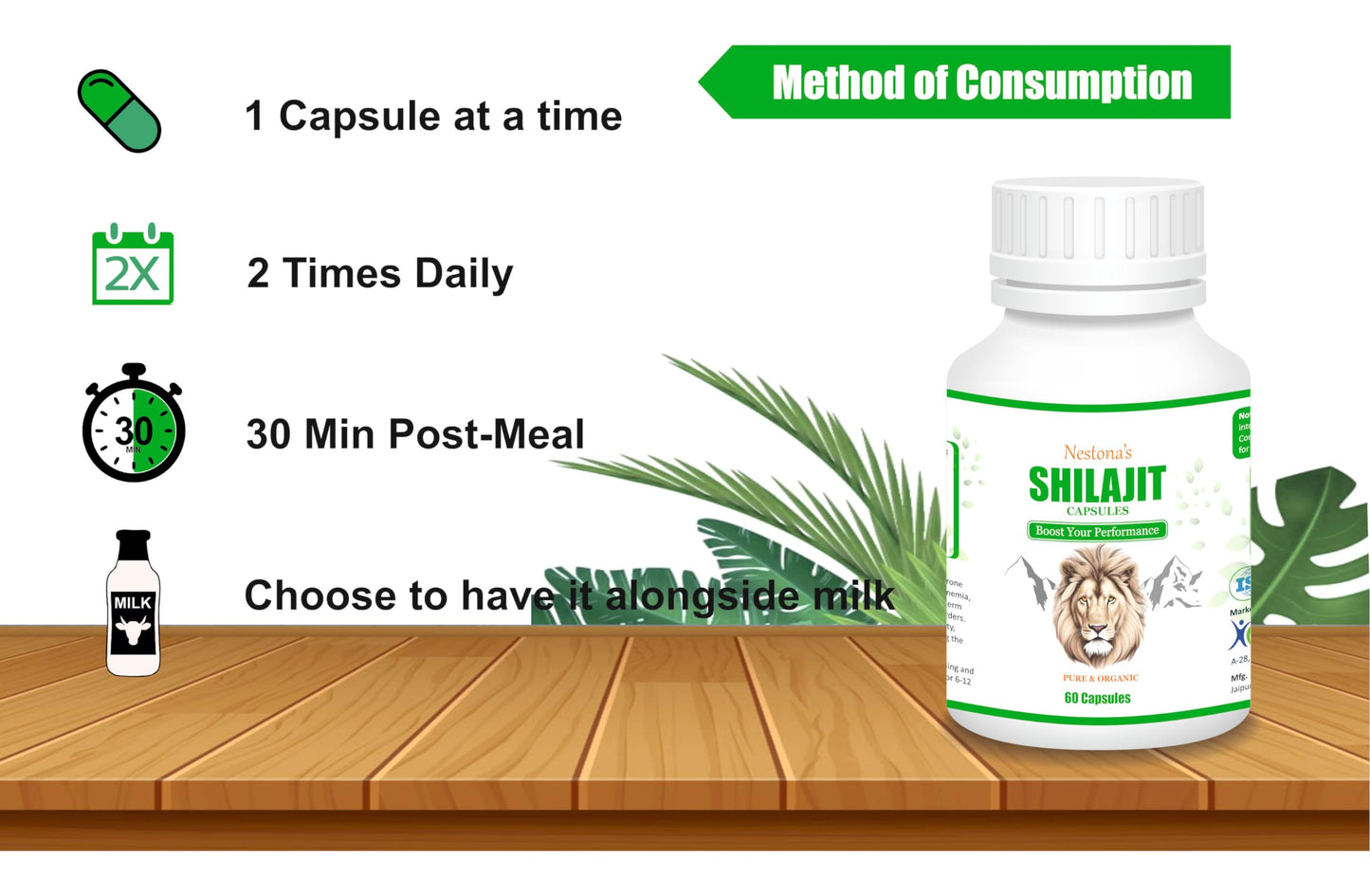 Nestona's SHILAJIT Capsules | Boost Your Performance | Pure and Natural | 100% Organic | Himalayan Shilajit | GOLD (60 Capsules)