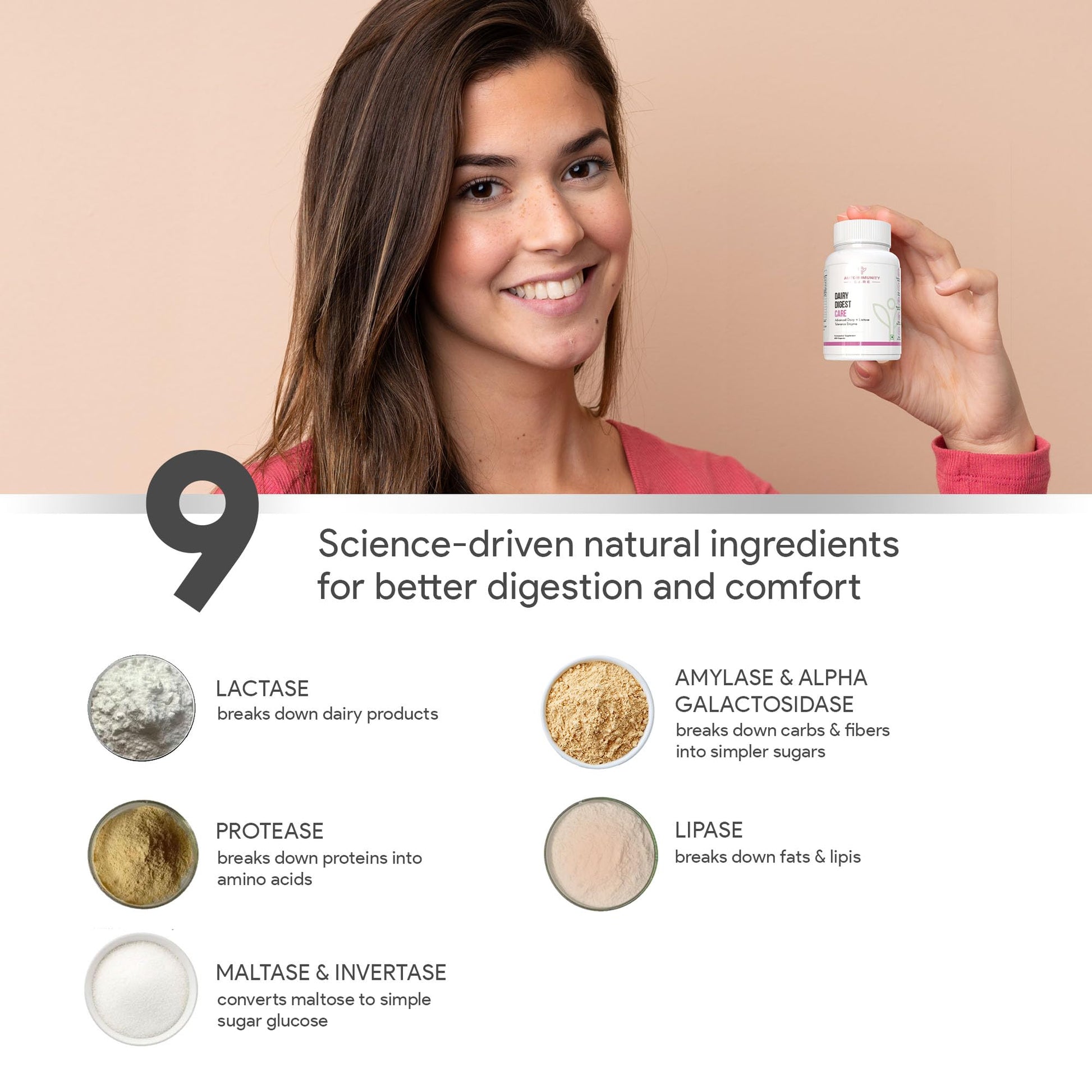 Autoimmunity care Dairy Digest Care | 9X Advanced Enzymes for Milk + Da- image 5