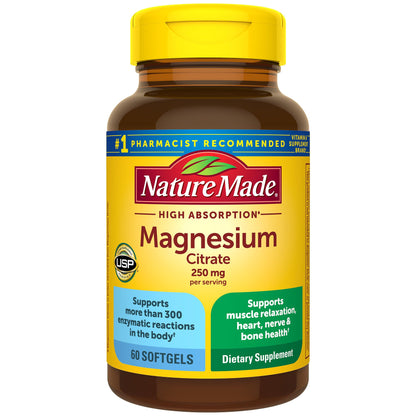 Nature Made Magnesium Citrate Softgels, 250mg, 60 Count