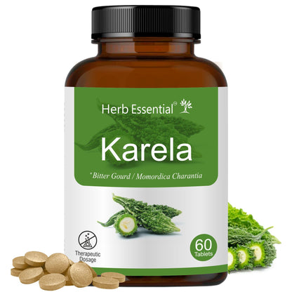 Herb Essential Karela 500 mg, 60 Tablets – Rich in Antioxidants, Vitamins C, B1,