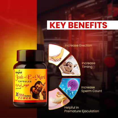 KAYNA HEALTHCARE Josh-E-Mard Power Capsules for Stamina & Vitality Support | Energy, Strength & Performance Booster | Herbal Supplement for Men, 60 Capsules