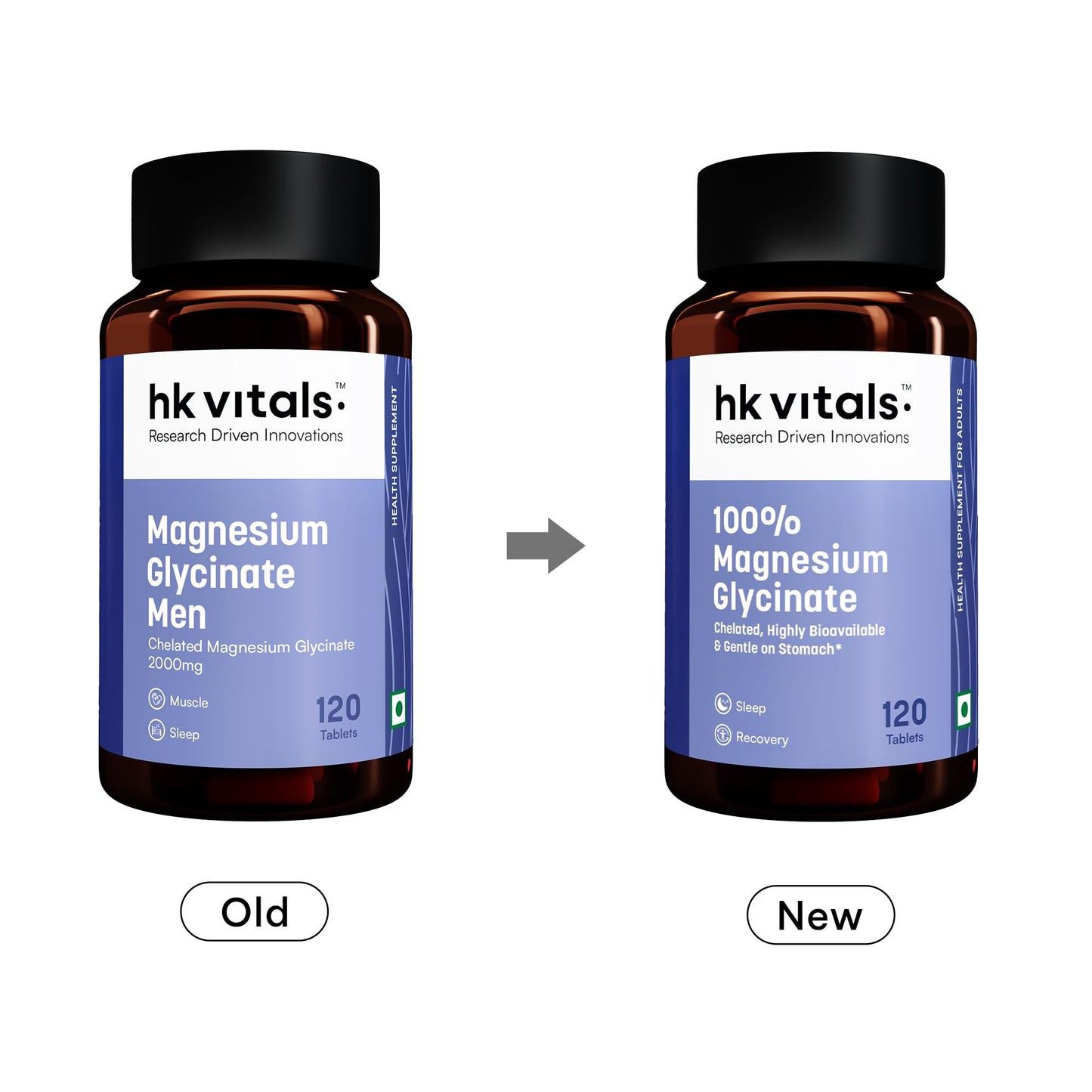 hk vitals 100% Magnesium Glycinate (1880mg) 120 Tablets | For Better Sleep Quality & Muscle Recovery