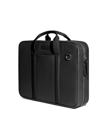 DailyObjects Unisex Black Urban Classic Briefcase Vegan Leather Laptop Messenger Bag (13L) Adjustable Straps, Zip Closure Slip Pockets, Detachable Carry Pouch And A Large Storage For 14 Inch Laptops