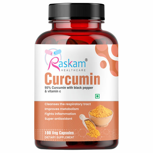 Raskam Curcumin 100 veg capsules-with 95% Curcuminoids - Higher Absorption- Antioxidant & Anti-inflammatory Supplement - For Skin, Joint Support, Boosts Immune System