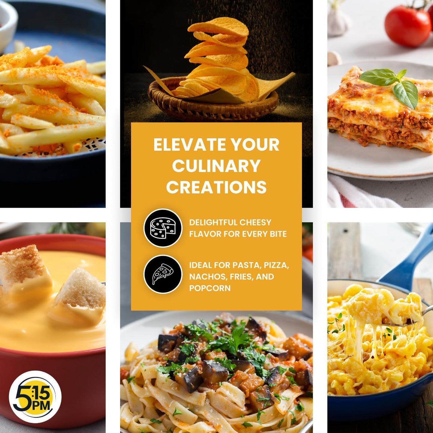 5:15PM Cheddar Cheese Powder for Popcorn, Pasta, Pizza, Nachos & Fries | Popcorn & Cheese Seasoning Powder,1 Count