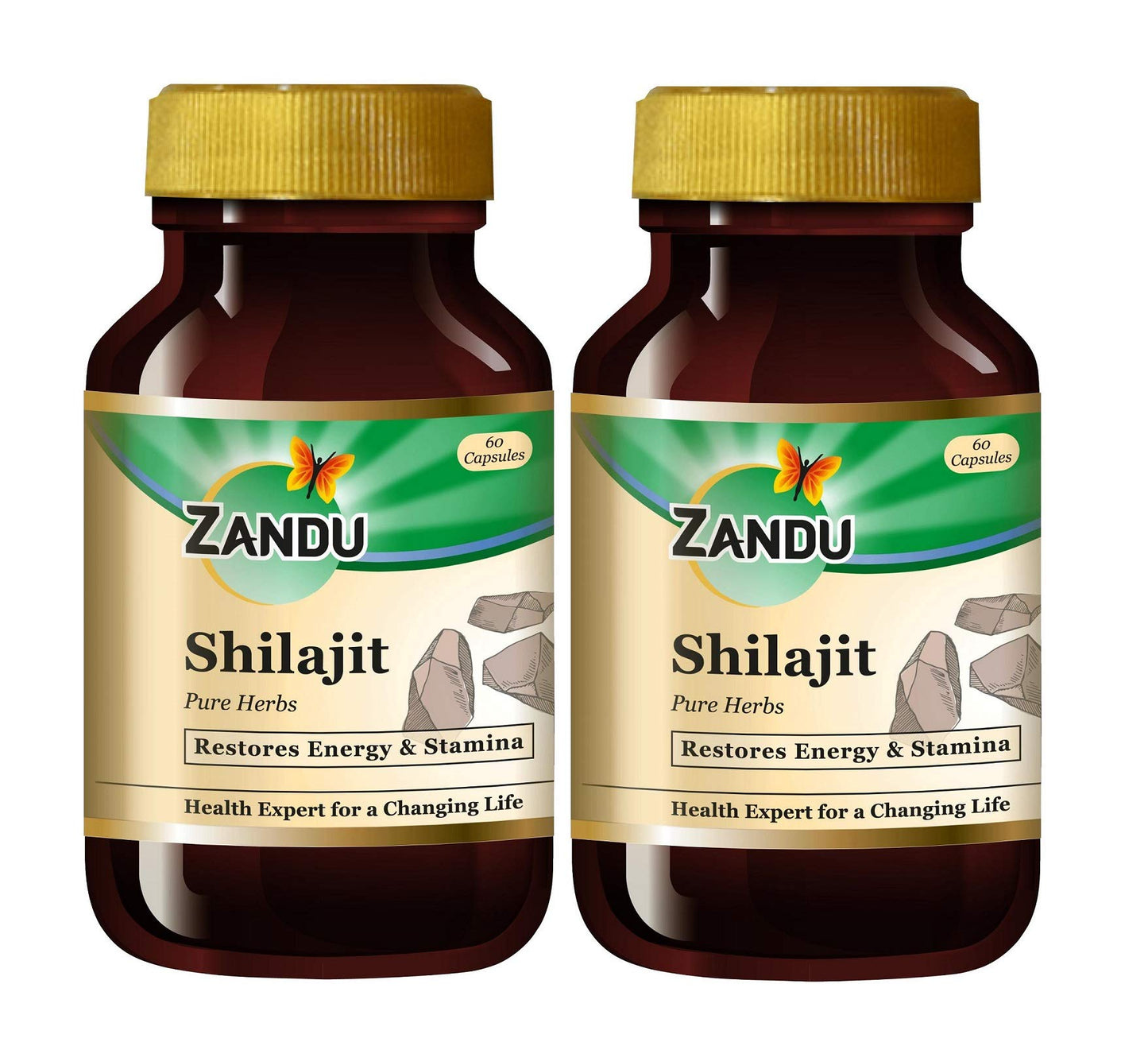 Zandu Shilajit Capsule, 60 capsules x Po2, Original and Pure Himalayan Shilajeet