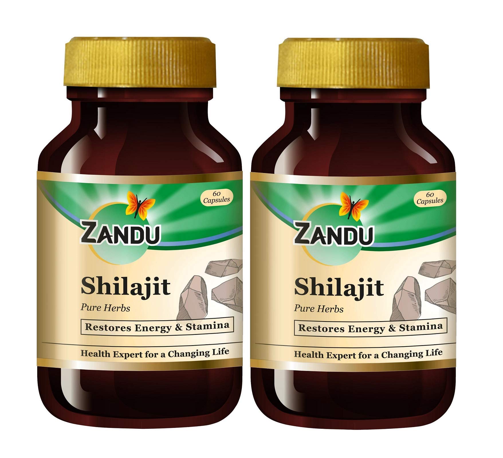 Zandu Shilajit Capsule, 60 capsules x Po2, Original and Pure Himalayan Shilajeet