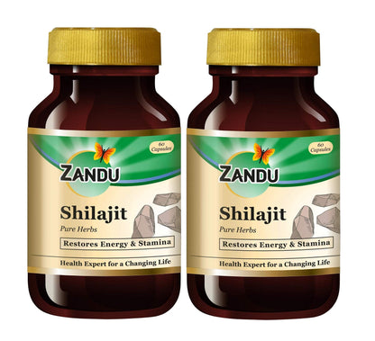 Zandu Shilajit Capsule, 60 capsules x Po2, Original and Pure Himalayan Shilajeet