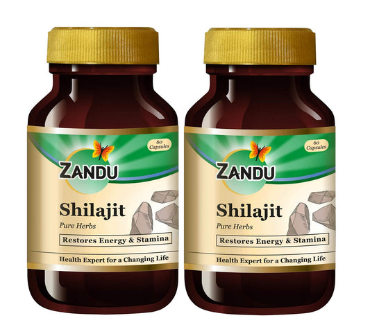 Zandu Shilajit Capsule, 60 capsules x Po2, Original and Pure Himalayan Shilajeet