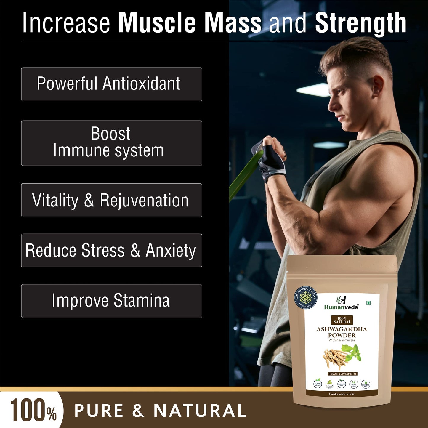Humanveda Natural Ashwagandha Powder and Shatavari Powder - For Immunity Booster, Womens & Mens Health Care, 100g Each (100 * 2=200g)