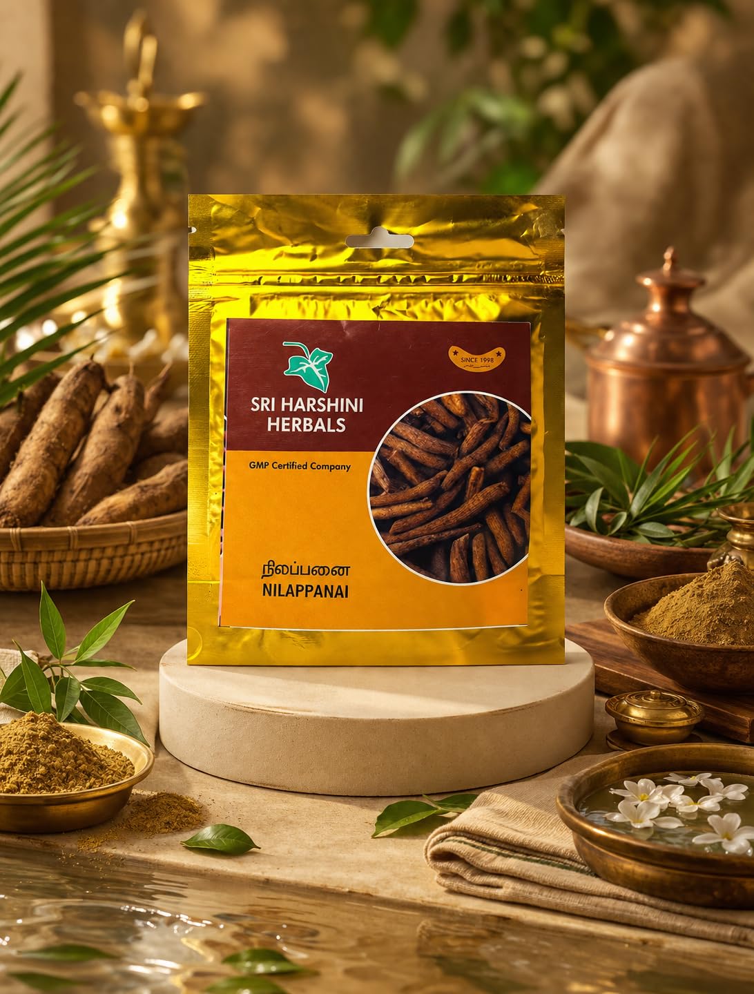 SRI HARSHINI HERBALS Nilappanai Kilangu Podi 50g | Herbal Supplement for Body Cooling and Vitality Support | General Wellness Strength and Reproductive Health Balance | Natural Herbal Root Formula for Energy and Health Care