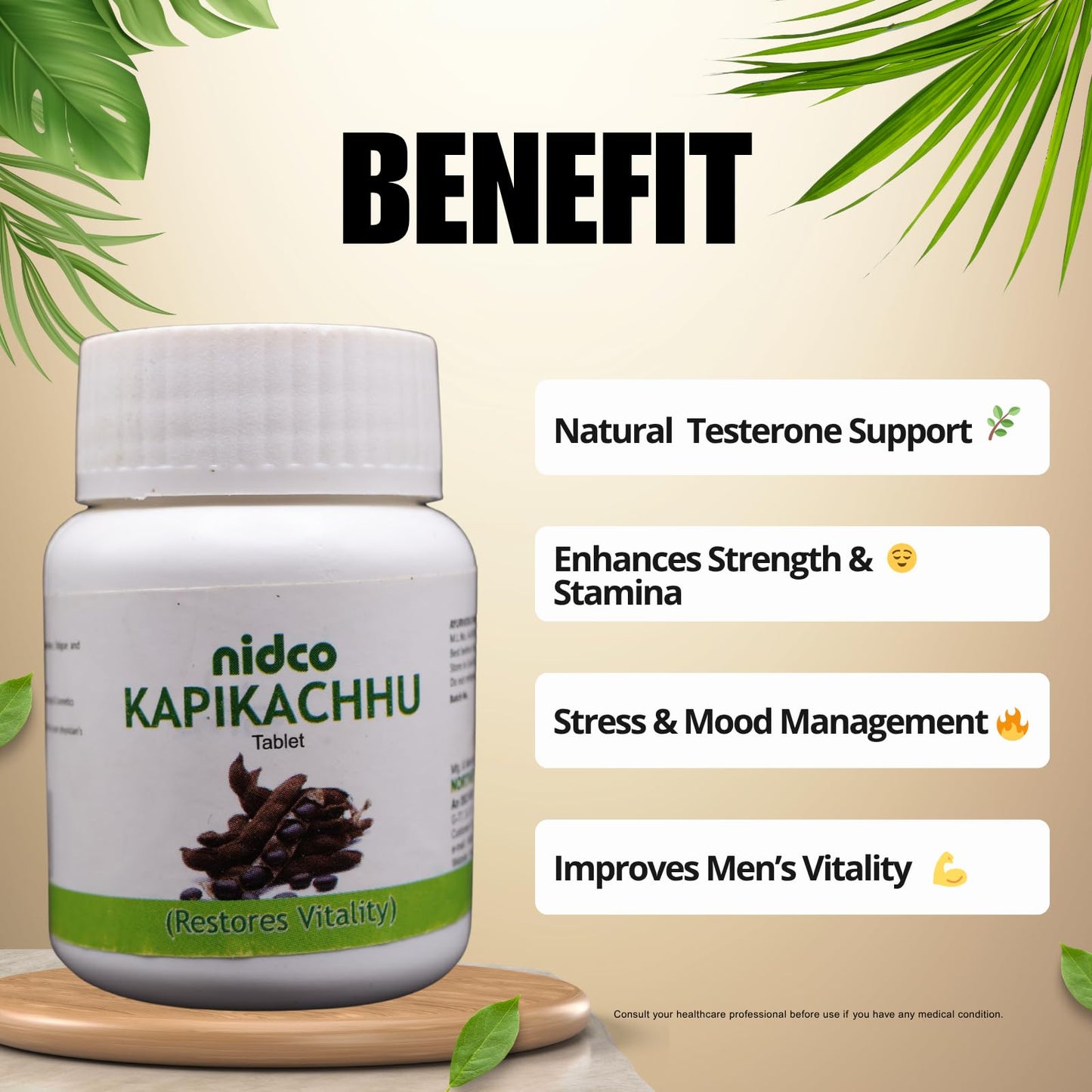 NIDCO Herbal Heritage Kapikachhu Tablets 500 mg | Mucuna Pruriens Tablets for Brain Health, Energy & Stamina | Black Kaunch Beej | Ayurvedic Velvet Beans | 60 Pure Herbal Veg Kala Konch Beej