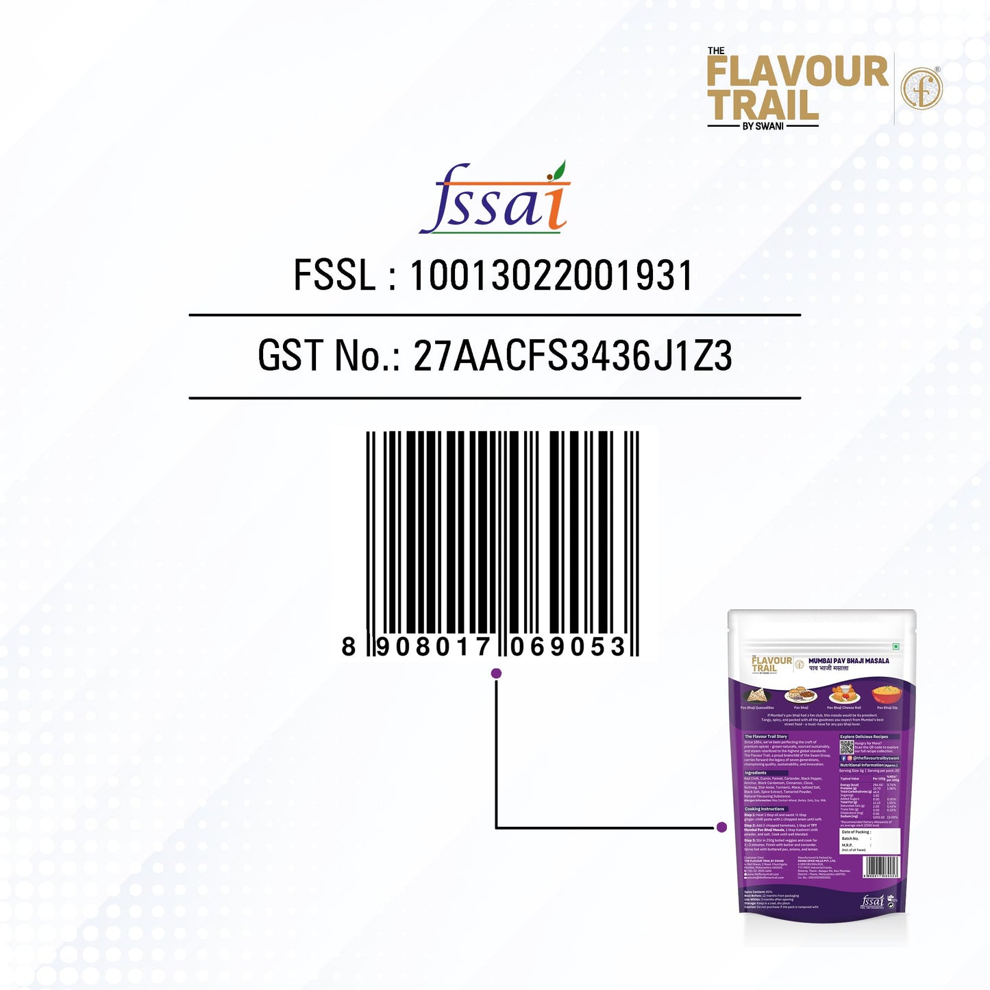 The Flavour Trail Pure & Natural Mumbai Pav Bhaji Masala | Iconic Street-Style Spice Blend | Bold, Tangy & Aromatic | No Preservatives | 100g