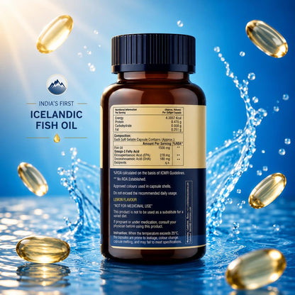 CareFlexa Omega-3 Fish Oil 60 Softgels 1500mg | Non-Veg Omega-3 Supplement for Heart, Brain & Joint Support | Muscle Recovery & Stamina Support for Men & Women