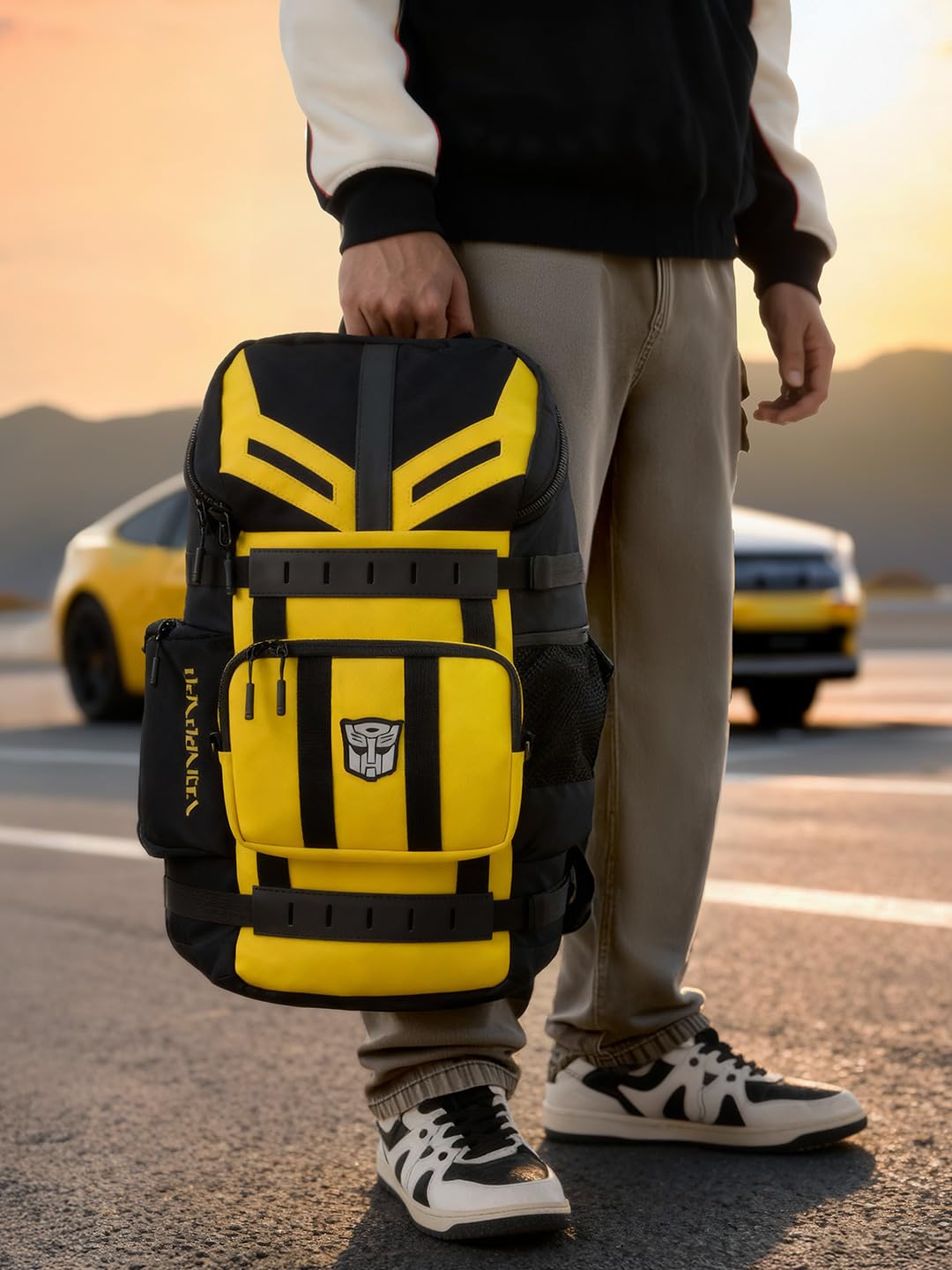 The Souled Store Bumblebee: Tactical Autobot Backpacks | Premium Padded Laptop Bag with Multi-Utility Pockets | Transformers Edition Unisex Travel Rucksack for Men & Women – Stealth Yellow & Black
