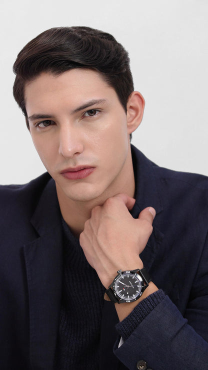 Tommy Hilfiger Macy's Essentials Black Dial Analog Watch for Men -TH1791819W, Band: Black