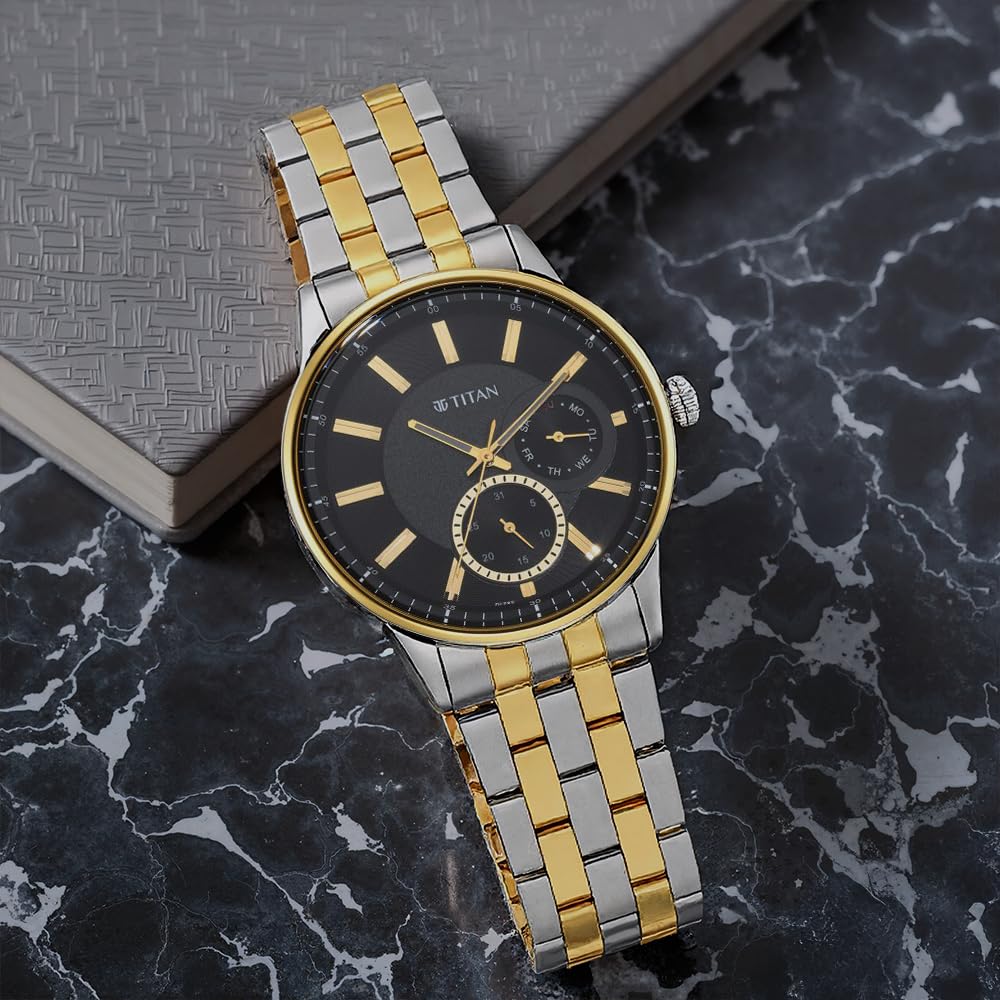 Titan Regalia Opulent Black Dial Quartz Multifunction Stainless Steel S- image 2