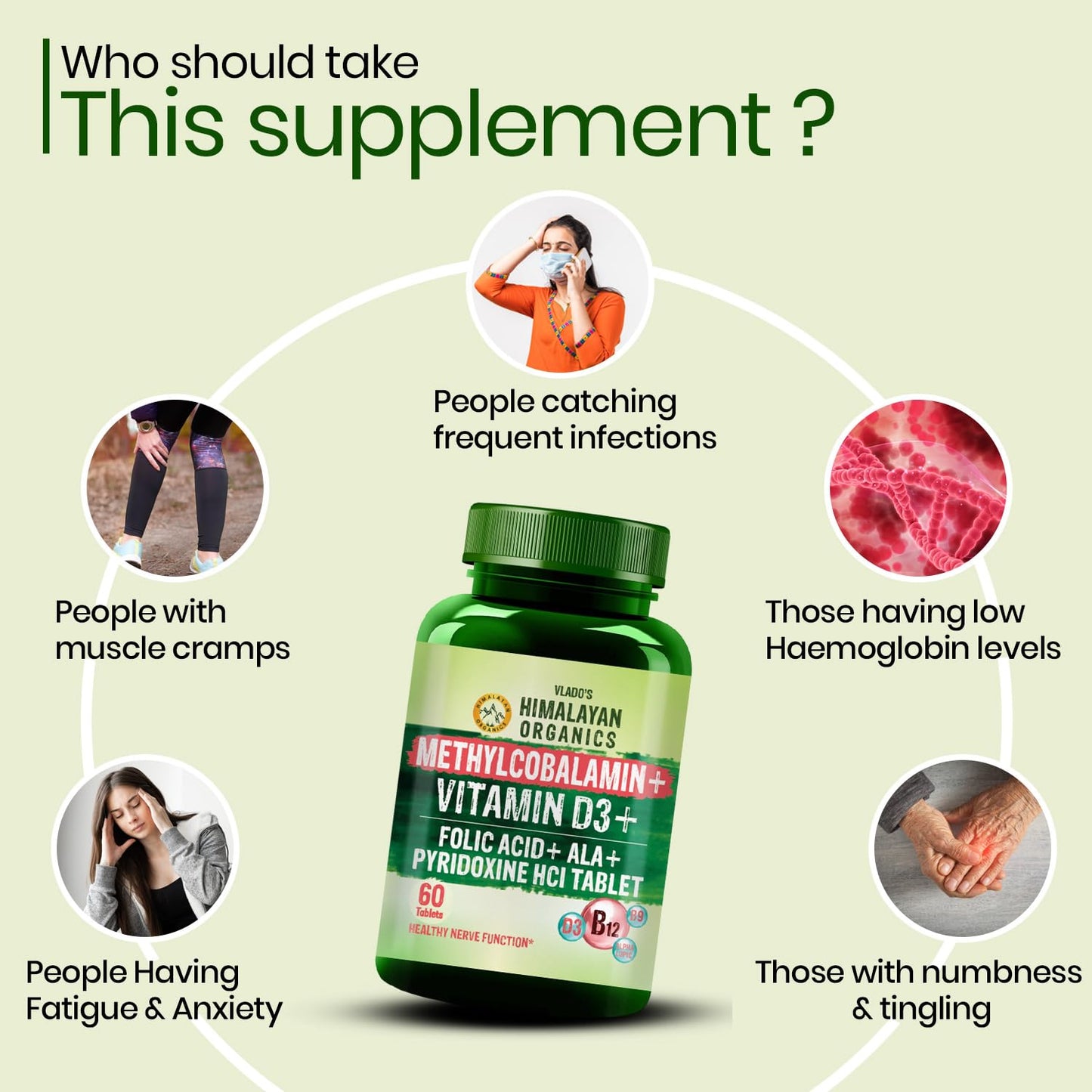 Vlado's Himalayan Organics Vitamin B12 1500mcg with Vitamin D3 | Vitamin B12 Supplements for Men & Women | Methylcobalamin 1500mcg with Vitamin D Tablets with Alpha Lipoic Acid , Folic Acid I B12 Vitamin Tablets - Best Vitamin B-12 Supplement For Men & Wo