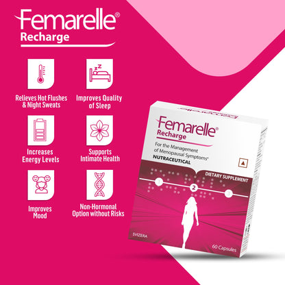 Femarelle Recharge | 50-59+ Women Menopause Supplements; 40+ Countries | DT56a Clinically-Proven | Menopause Symptoms, Mood Swings, Hot Flashes | 60 Capsules (1 Month Usage)