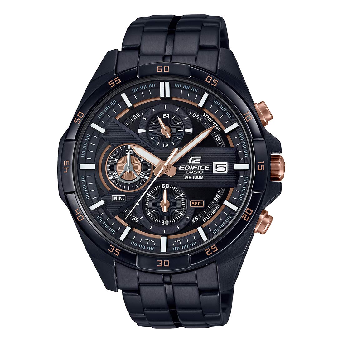 Casio EDifice EFR-556DC-1AVUDF Black Analog Dial Black Stainless Steel Band Men's Watch Chronograph 100M Water Resistant EX493