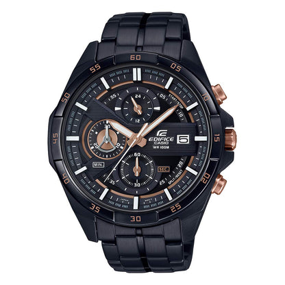 Casio EDifice EFR-556DC-1AVUDF Black Analog Dial Black Stainless Steel Band Men's Watch Chronograph 100M Water Resistant EX493