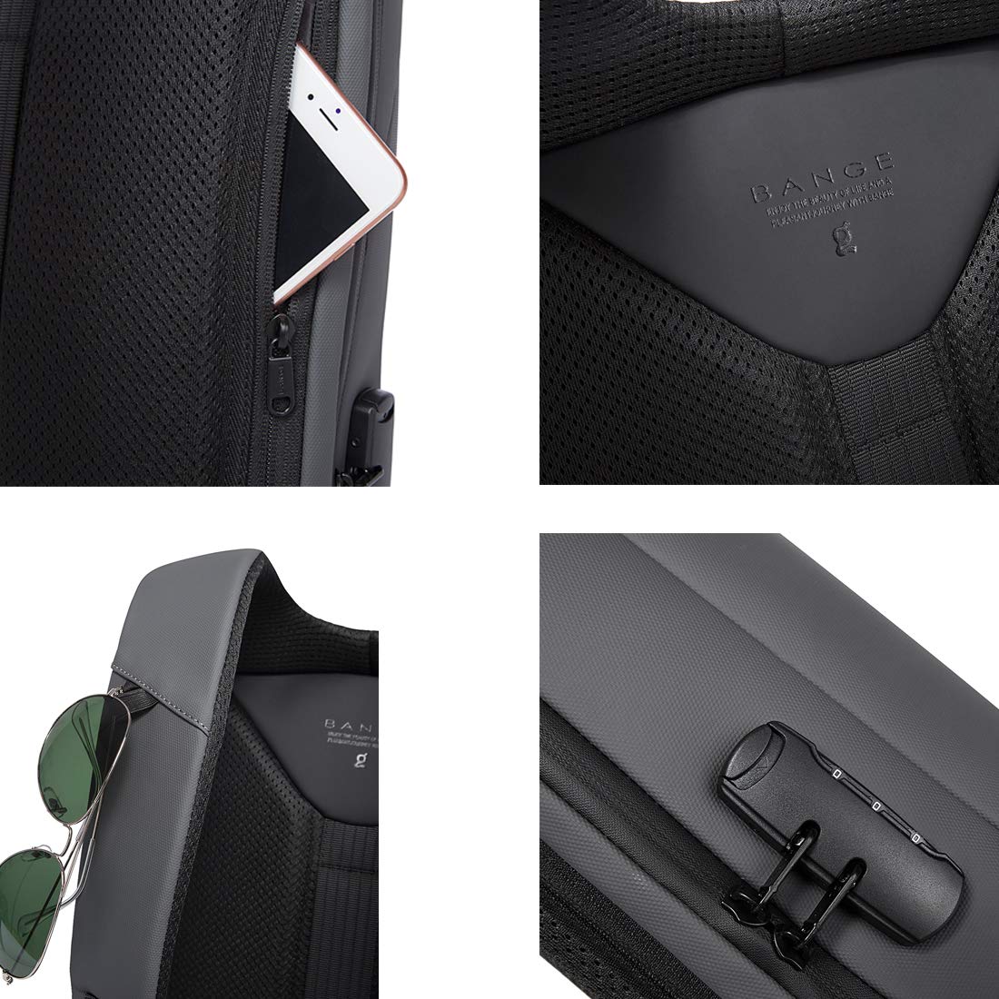 BANGE Water Resistant Anti-Theft Unisex Travel Laptop Backpack with USB- image 5