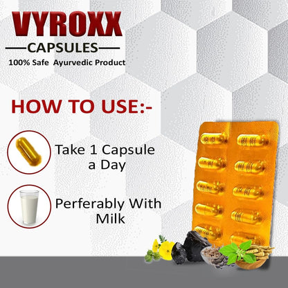 Vyroxx Ayurvedic for Shilajeet | Boost Performance | Power, Stamina, Strength | Power Healthy Supplement For Men | Lab Tested 30 (Pack of 3) Capsules