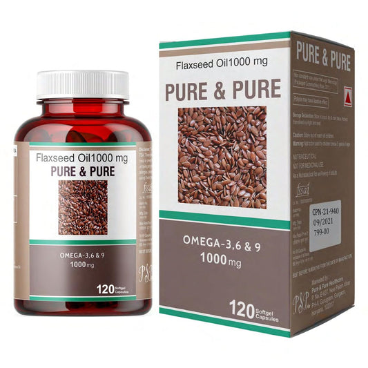 Pure & Pure Cold Pressed Organic Flaxseed Oil Omega 3 6 9-120 +120 (240) Softgel Capsules
