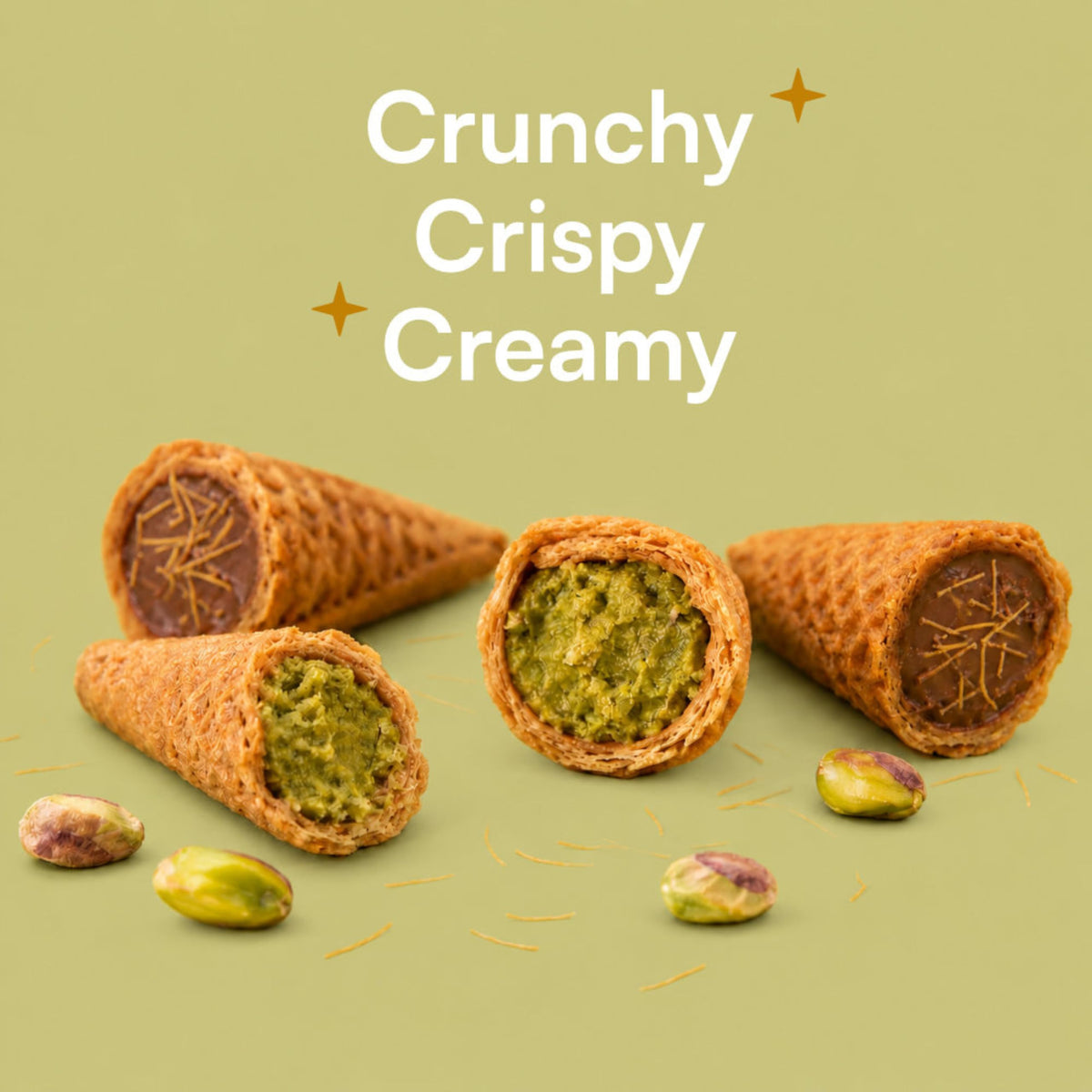 Nova Nova Best Bite Kunafa Pistachio Chocolate Filled Mini Cones 45g