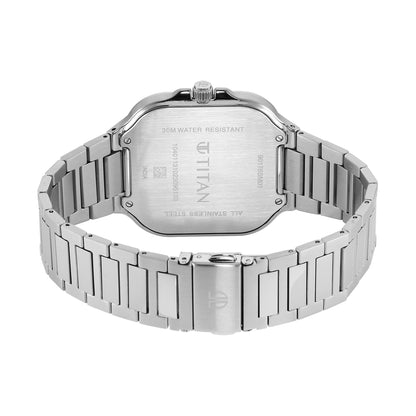 Titan Classique Slim Square Quartz Analog with Date Blue Dial Stainless- image 2