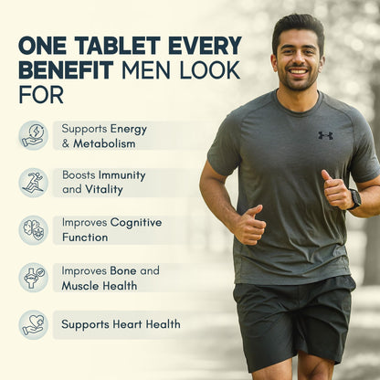 Rasayanam Multivitamin for Men | 52 Ingredients with 100% RDA of Vitamins & Minerals | Energy, Immunity, Performance, Bone, Joint & Heart Health | Daily Multivitamin Tablet for Men - 60 Tablets